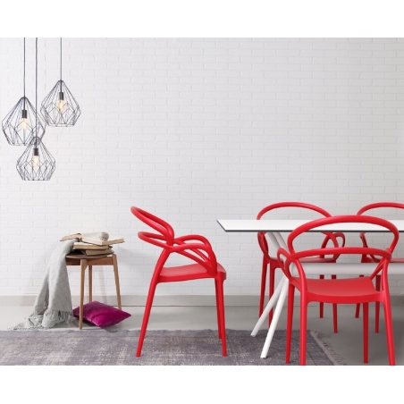 Designerskie Krzesło plastikowe z podłokietnikami Mila Białe Siesta do kuchni i jadalni.