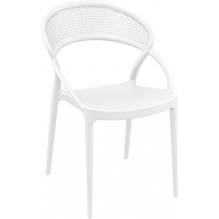 Designerskie Krzesło plastikowe z podłokietnikami Sunset Białe Siesta do kuchni i jadalni.