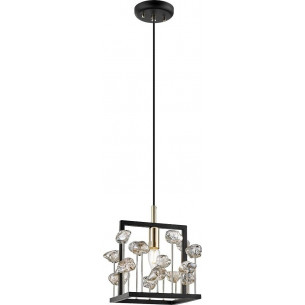 Lampa wisząca glamour Caroline 23cm czarny/przeźroczysty/złoty Zumaline