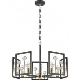 Lampa wisząca glamour Caroline 61cm czarny/przeźroczysty/złoty Zumaline