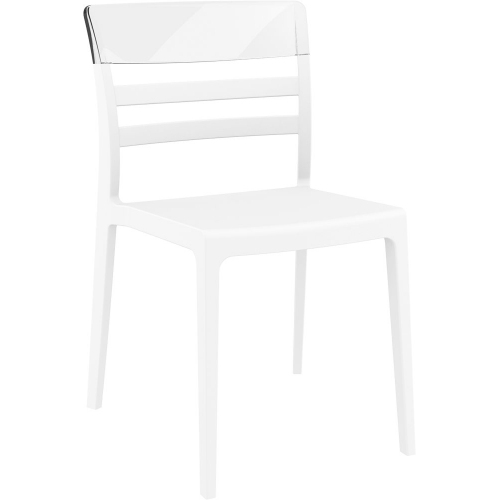 Designerskie Krzesło z tworzywa Moon Biały z przeźroczystym Siesta do jadalni, kuchni i salonu.