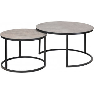 Atlanta A grey mat marble&amp;black round coffee tables set Signal