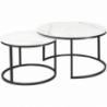 Atlanta C white marble&amp;black mat round coffee tables set Signal