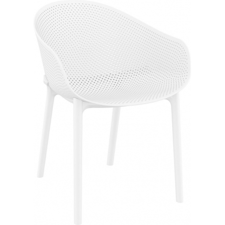 Designerskie Krzesło ażurowe z podłokietnikami Sky Białe Siesta do kuchni i jadalni.