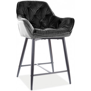 Cherry black 60cm velvet quilted bar stool Signal