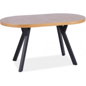 Domingo II 140x80cm natural veneer&amp;black round extendable table Signal