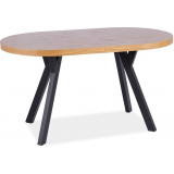 Domingo II 140x80cm natural veneer&amp;black round extendable table Signal