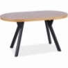 Domingo II 140x80cm natural veneer&amp;black round extendable table Signal