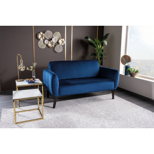 Elsa navy blue&amp;wenge velvet 2-seater sofa Signal