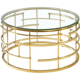 Livia 80cm transparent&amp;gold glass glamour table Signal