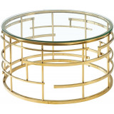 Stolik szklany glamour Livia 80cm przeźroczysty/złoty Signal