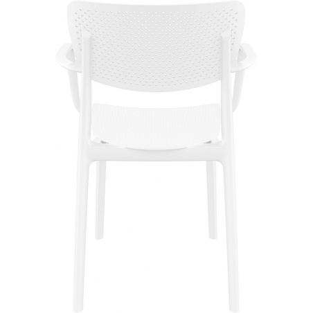 Designerskie Krzesło ażurowe z podłokietnikami Loft Białe Siesta do kuchni i jadalni.