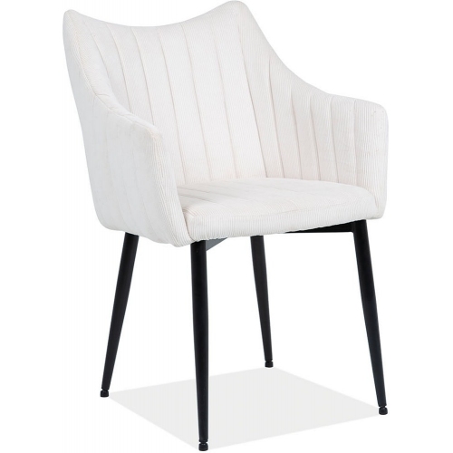 Wygodne i eleganckie Krzesło sztruksowe z podłokietnikami Monte kremowy/czarny Signal do salonu i jadalni