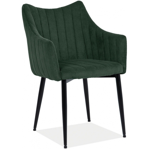 Wygodne i eleganckie Krzesło sztruksowe z podłokietnikami Monte zielony/czarny Signal do salonu i jadalni