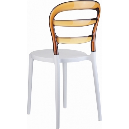Designerskie Krzesło z tworzywa Miss Bibi White Biały z bursztynowym przeźroczystym Siesta do jadalni, kuchni i salonu.