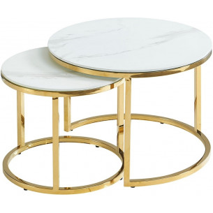 Muse 60cm white marble effect&amp;gold glamour coffee table set Signal