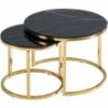 Muse 60cm black marble effect&amp;gold glamour coffee table set Signal