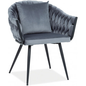 Nuvo grey&amp;black velvet chair with cushion Signal