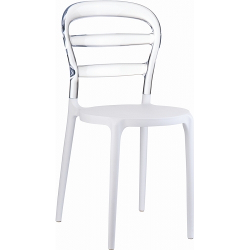 Designerskie Krzesło z tworzywa Miss Bibi White Biały z przeźroczystym Siesta do jadalni, kuchni i salonu.
