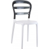 Designerskie Krzesło z tworzywa Miss Bibi White Biały z czarnym przeźroczystym Siesta do jadalni, kuchni i salonu.