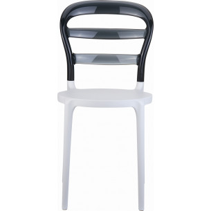 Designerskie Krzesło z tworzywa Miss Bibi White Biały z czarnym przeźroczystym Siesta do jadalni, kuchni i salonu. 2