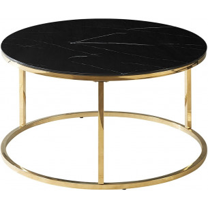 Sabine 80cm black marble&amp;gold glamour glass coffee table Signal