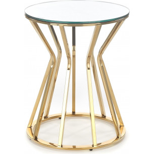 Afina 45cm mirror&amp;gold glamour glass table Halmar