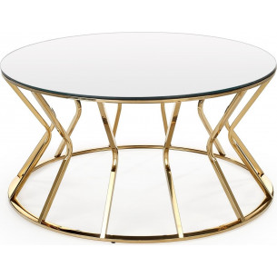 Afina 90cm mirror&amp;gold glamour glass table Halmar