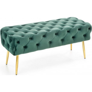 Athena dark green&amp;gold velvet bench with gold legs Halmar