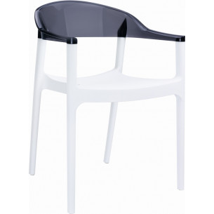 Carmen white&amp;black transparent chair with armrests Siesta