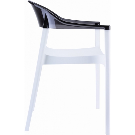 Designerskie Krzesło z podłokietnikami Carmen Armchair White Biały z czarnym przeźroczystym Siesta do jadalni, kuchni i salonu.