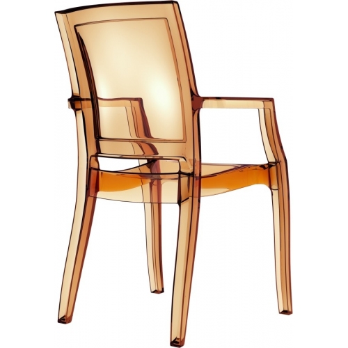Designerskie Krzesło z podłokietnikami Arthur Bursztynowy przeźroczysty Siesta do jadalni, kuchni i salonu.