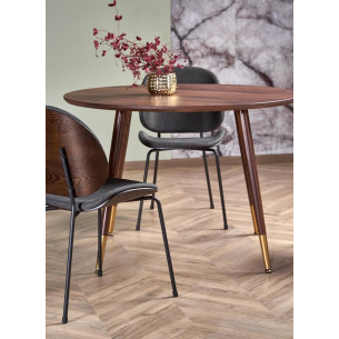 Domenico 110cm walnut&amp;gold round retro table Halmar