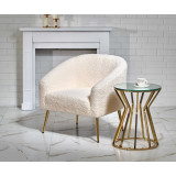 Grifon cream bouclé armchair with gold legs Halmar