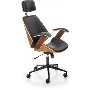 Ignazio walnut&amp;black office armchair with headrest Halmar