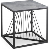 Infinity 55x55cm gray marble&amp;black modern square coffee table Halmar