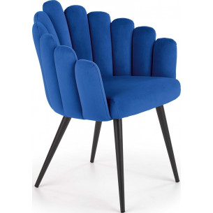 K410 navy blue velvet chair with armrests Halmar