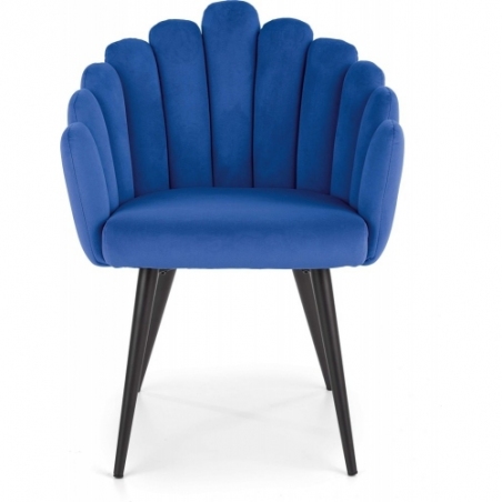 Wygodne i eleganckie Krzesło welurowe z podłokietnikami K410 Velvet granatowe Halmar do salonu i jadalni