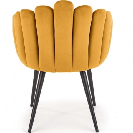 Wygodne i eleganckie Krzesło welurowe z podłokietnikami K410 Velvet musztardowe Halmar do salonu i jadalni