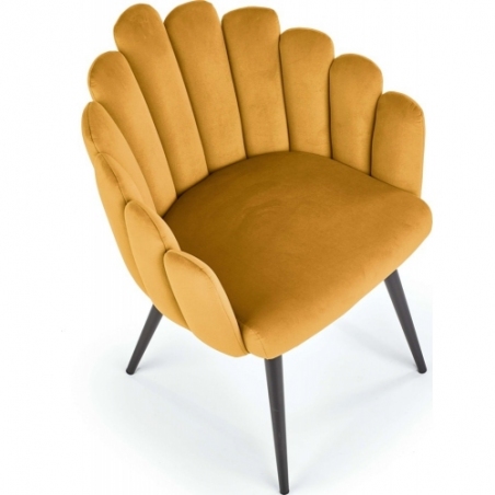 Wygodne i eleganckie Krzesło welurowe z podłokietnikami K410 Velvet musztardowe Halmar do salonu i jadalni