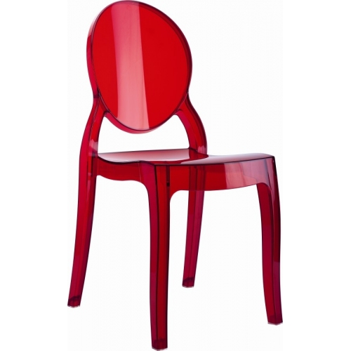 Designerskie Krzesło dziecięce Baby Elizabeth Czerwony przeźroczysty Siesta do jadalni, kuchni i salonu.