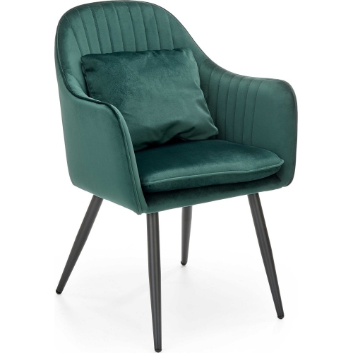 Wygodne i eleganckie Krzesło fotelowe z poduszką K464 Velvet zielone Halmar do salonu i jadalni