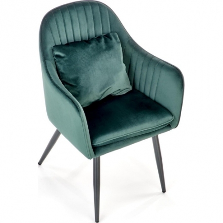 Wygodne i eleganckie Krzesło fotelowe z poduszką K464 Velvet zielone Halmar do salonu i jadalni