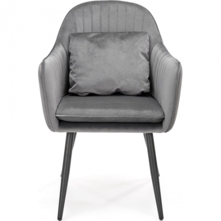 Wygodne i eleganckie Krzesło fotelowe z poduszką K464 Velvet szare Halmar do salonu i jadalni