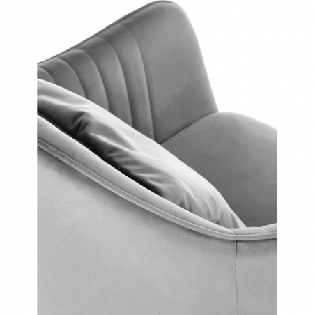 Wygodne i eleganckie Krzesło fotelowe z poduszką K464 Velvet szare Halmar do salonu i jadalni