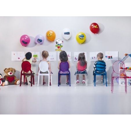 Designerskie Krzesło dziecięce Baby Elizabeth Czerwony przeźroczysty Siesta do jadalni, kuchni i salonu.