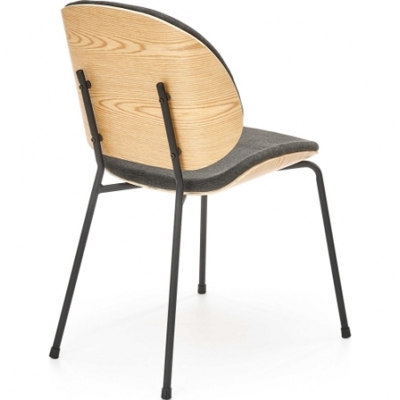 Stylowe Krzesło tapicerowane z drewnianym siedziskiem i oparciem K467 dąb naturalny/szary Halmar do kuchni i jadalni