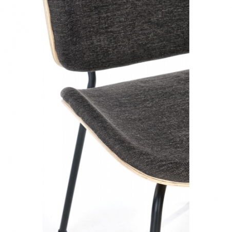 Stylowe Krzesło tapicerowane z drewnianym siedziskiem i oparciem K467 dąb naturalny/szary Halmar do kuchni i jadalni