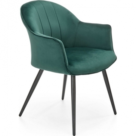 Wygodne i eleganckie Krzesło fotelowe welurowe K468 zielone Halmar do salonu i jadalni