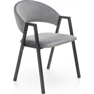 K473 grey&amp;black velvet chair with armrests Halmar